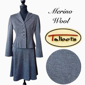 TALBOTS Merino Wool Herringbone Fitted Lined Jacket and Skirt (2P)